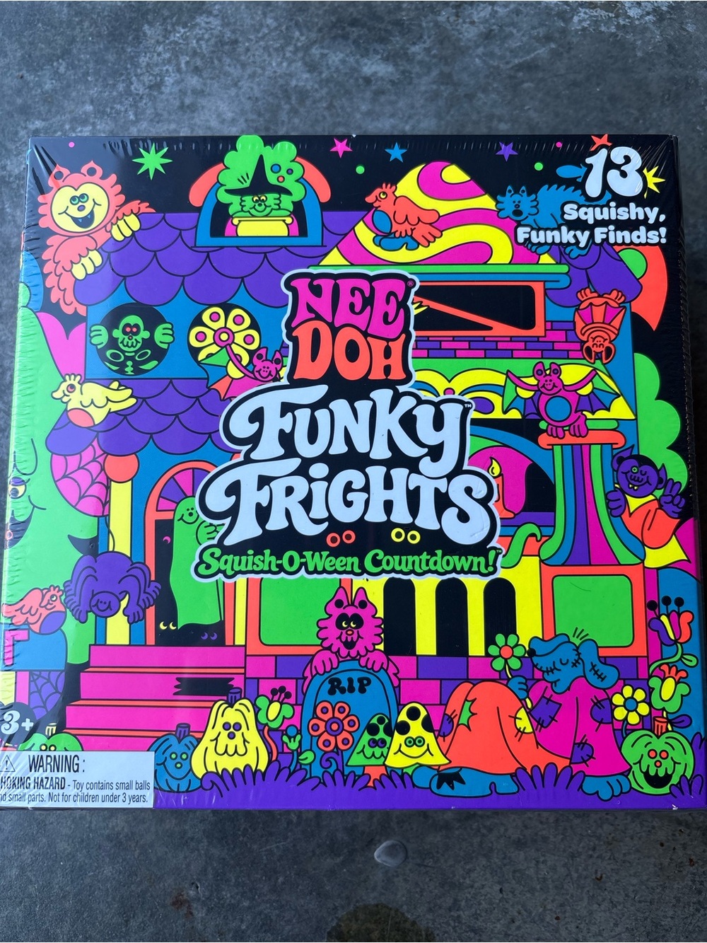 NeeDoh Funky Frights Squish-O-Ween Countdown - Neon Multicolor Plush Set